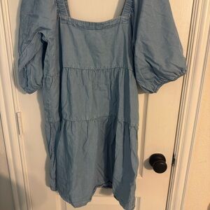 Light Blue Puff Sleeve Dress